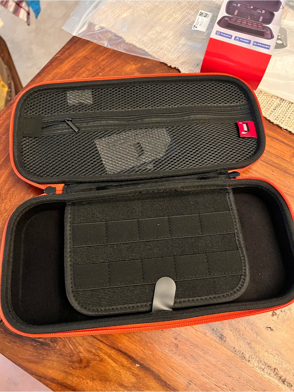 Travel Hard Shell Electronics Organizer Case in Black and Orange